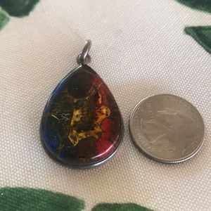 Dichroic Glass and silver pendant